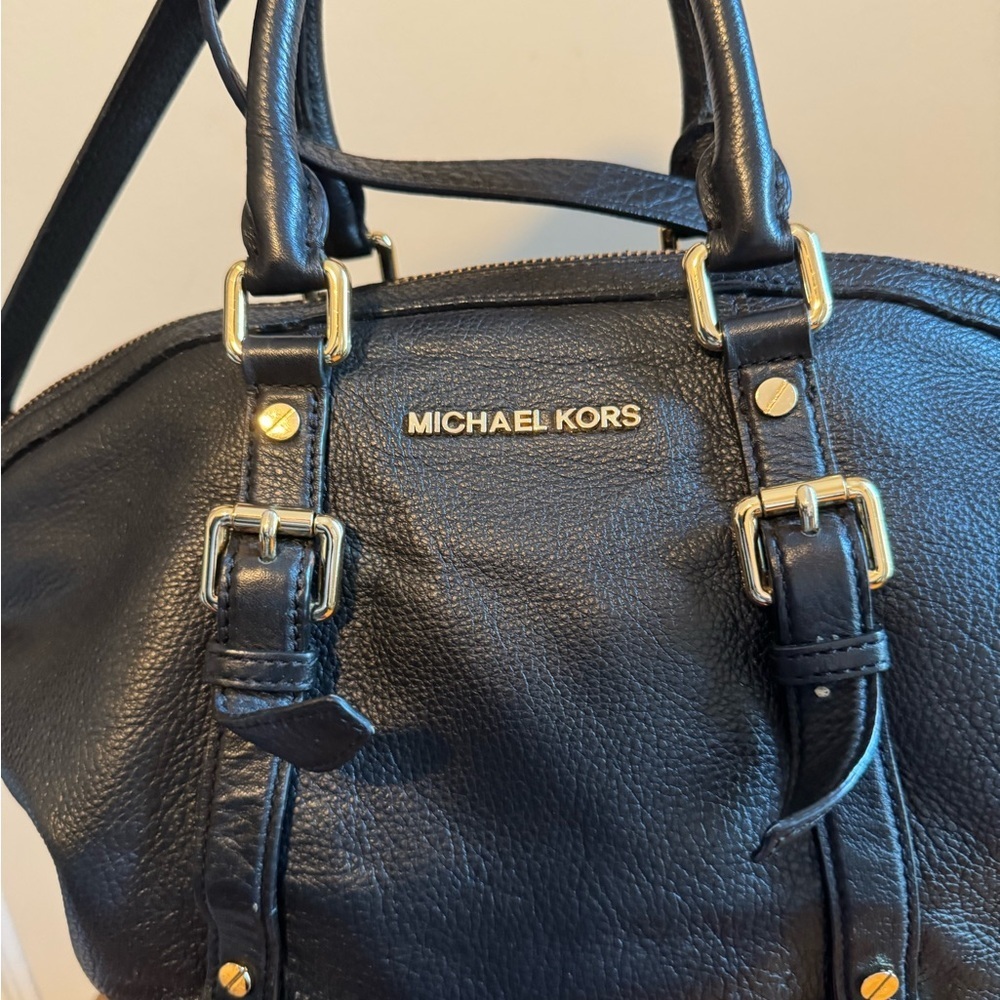 Michael Kors Black Satchel with Gold Accents - Picture 2 of 10